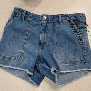 Knox Rose Blue Jean Shorts size 10 embroidered stitching on front pockets